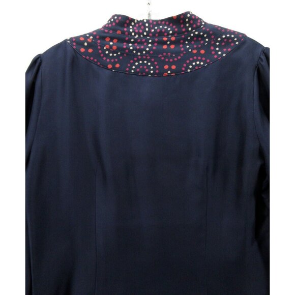 CK Bradley Top 6 Silk Blouse Round Neck Side Zip Career Colorful - Picture 7 of 11